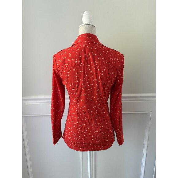 Banana Republic XS Red Star Print Long Sleeve Button-Down Shirt - Picture 3 of 4